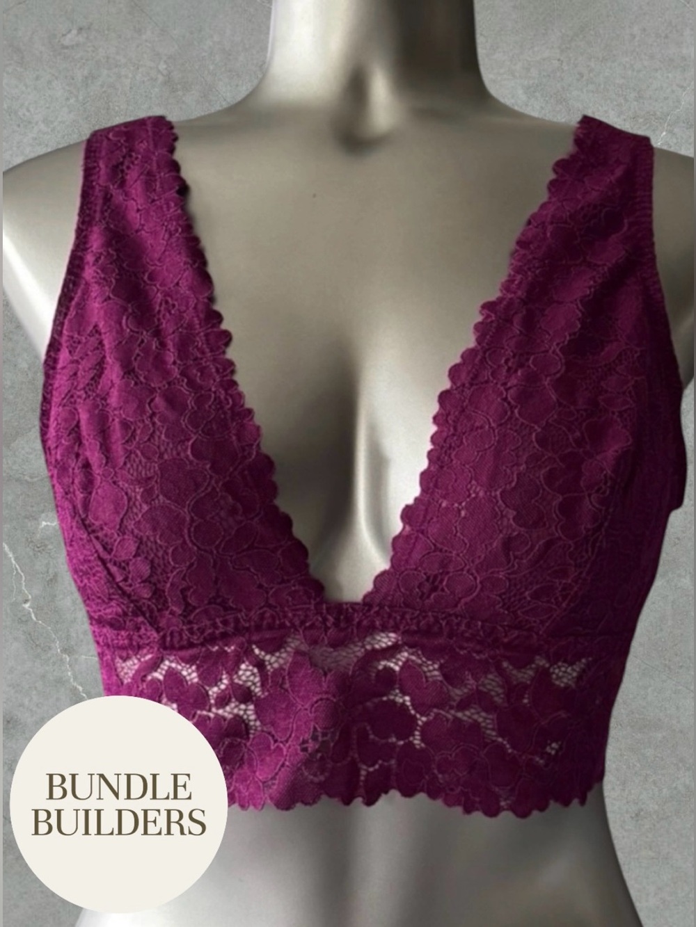 $10 Add-on | La SENZA Deep V Lace Bralette in Plum